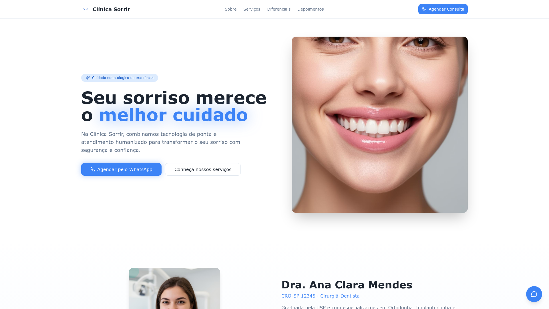 Site Clínica Sorrir desenvolvido pela MAVRON